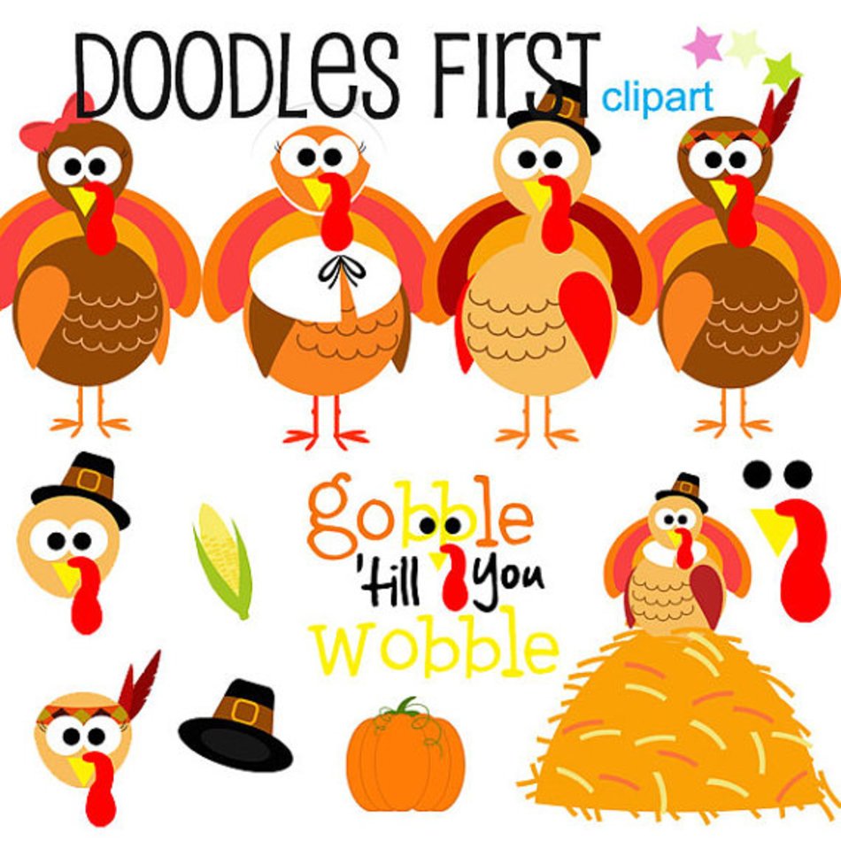 Gobble Thanksgiving Turkey Digital For Scrapbooking
