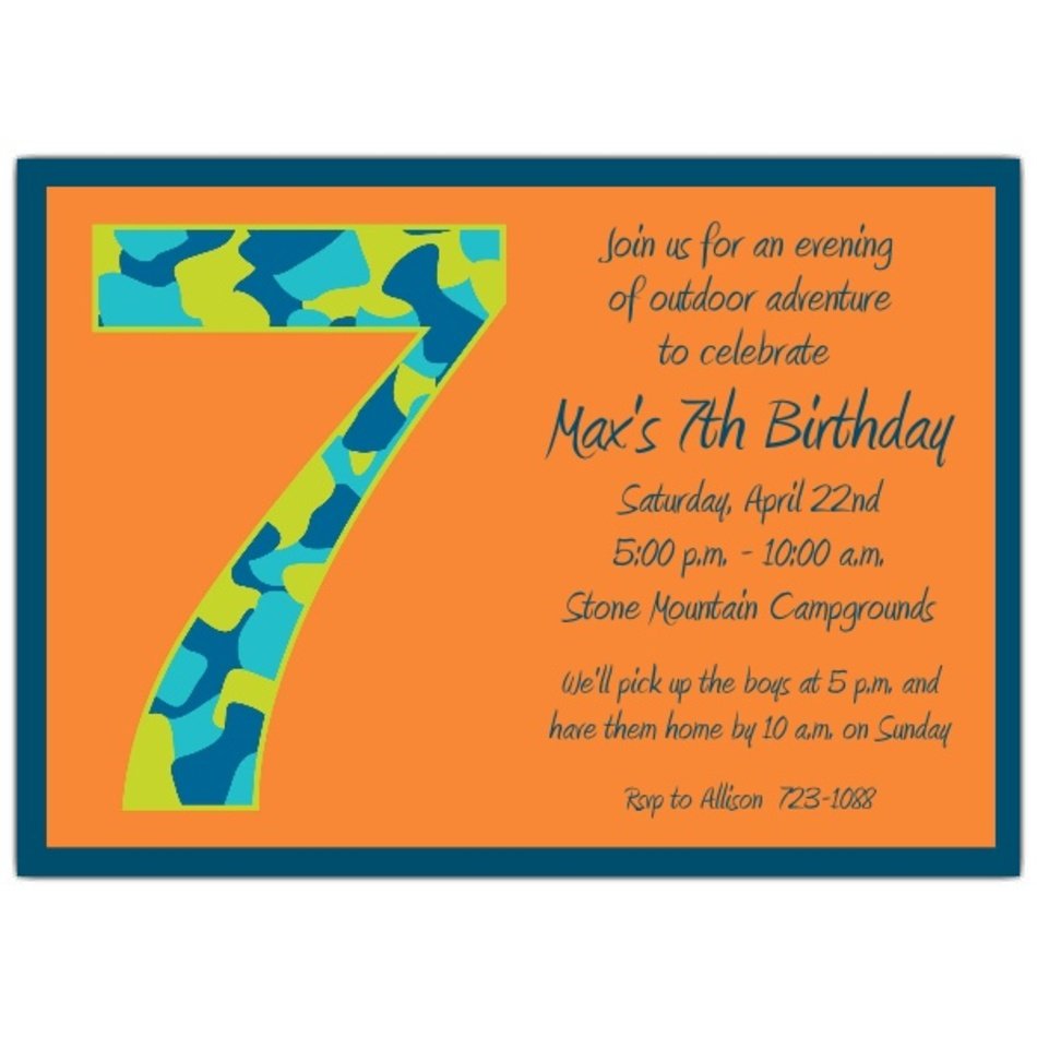 Birthday Boy Camo 7th Invitations Paperstyle