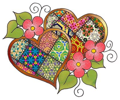 Artbyjean Love Hearts Patchwork Patterns 5 Different Prints Each