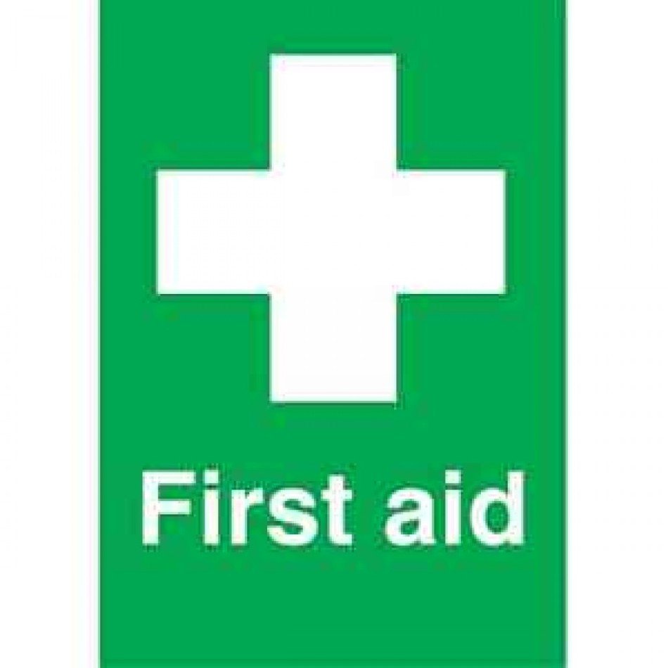 green sign for first aid