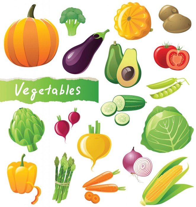 drawing of cartoon Vegetables