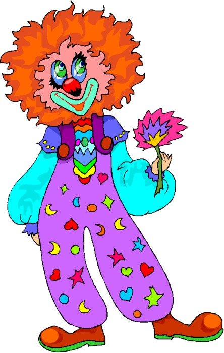 drawing of a clown with a flower