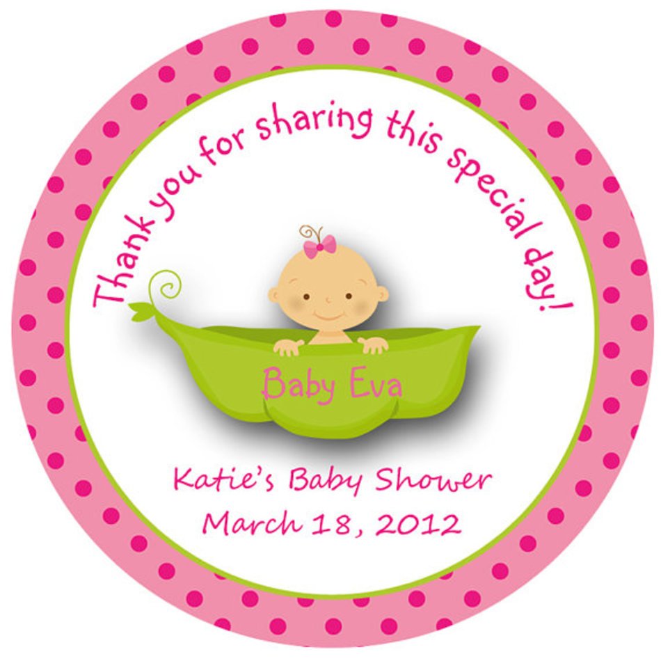 Pea In A Pod Baby Shower Sticker Sweet Girl Personalized