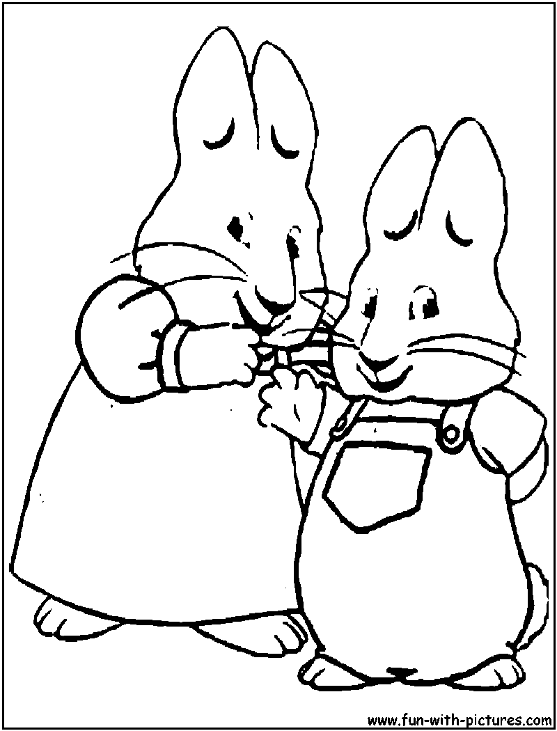 Black and white drawing of Max and Ruby clipart free image download