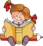 Drawing of the girl reading the book clipart
