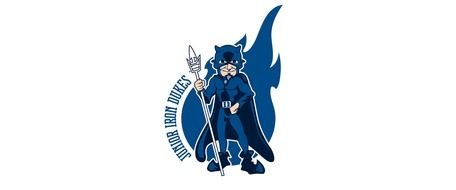 blue devil on fire as logo