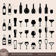 Celebration Bottles &amp; Glasses Cross Vector Art