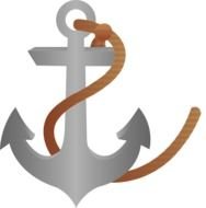 gray anchor with brown rope