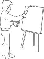 artist near an easel as a picture for a clipart