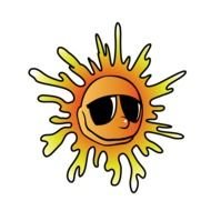 drawn tormented sun in sunglasses