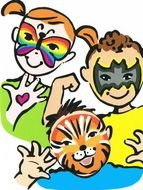 Clip art of the children with masks