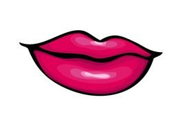 pink glossy lips, drawing