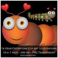 Cute Caterpillar Bug Illustrations 10 X 7 Inch 300 Dpi Png