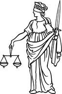 Black and white drawing of Criminal Lineup statue clipart