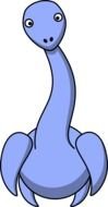 drawn blue dinosaur with a long neck