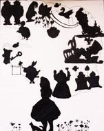 silhouettes of characters from Alice In Wonderland