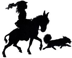 Silhouette Girl and Animals drawing