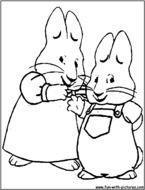 Black and white drawing of Max and Ruby clipart