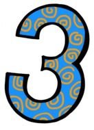 blue with golden swirls Number 3 in black outline