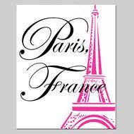Paris, France and the painted pink Eiffel Tower