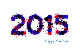 Happy New Year 2015 text drawing