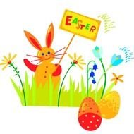 easter drawing with a hare and eggs