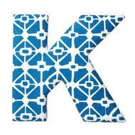 Letter K Blue Fabric