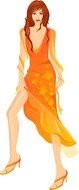 painted girl in an orange dress