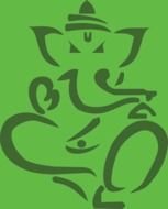 Ganesha, green outline drawing