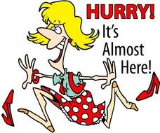 cartoon happy woman lost her shoes in hurry