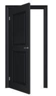 black open door on a white background