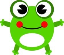funny green frog on a white background