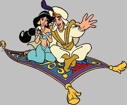 Aladdin and the Princess on the carpet drawing