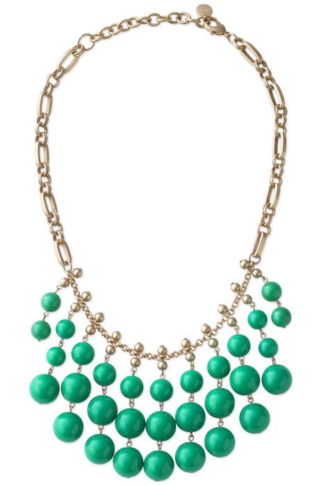 painted necklace with green beads