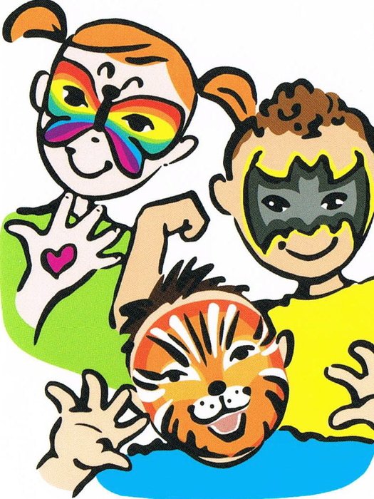Clip art of the children with masks