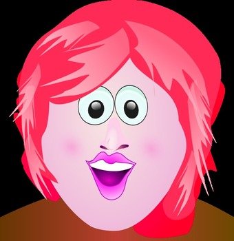 drawing of Cartoon pink Woman Smiling