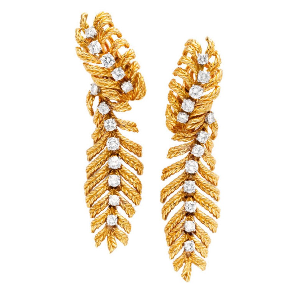Boucheron Diamond And Gold Ear Pendants At 1stdibs