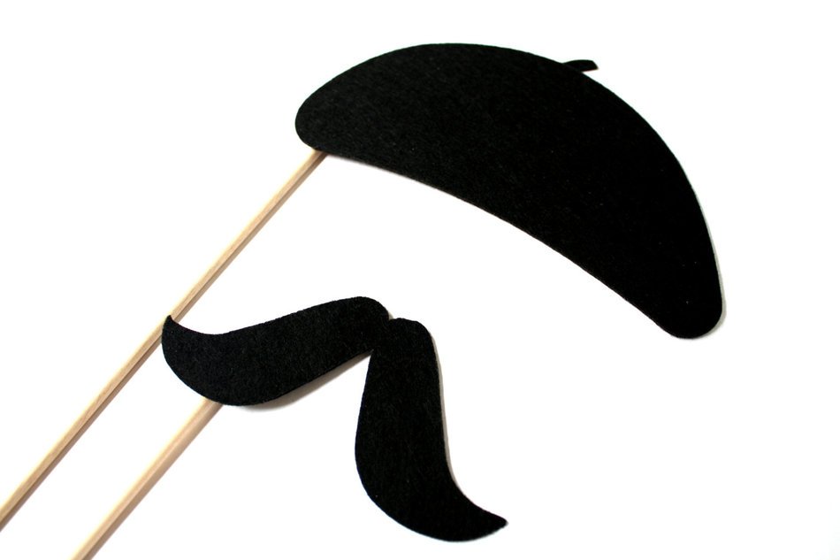 French Mustache and cap on sticks, drawing