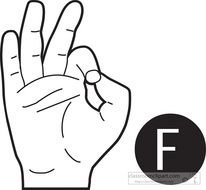 Sign Language Letter F Outline Classroom