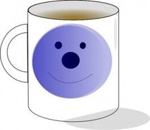 painted mug with a blue emoticon