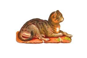 retro drawing of a cat in the garden