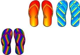painted multi-colored pair of beach slippers