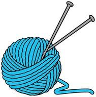 Ball Of Yarn with Knitting needles, drawing