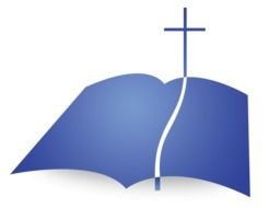 purple cross over a book