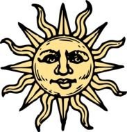 Sun Woodcut At Clkercom Vector Online Royalty clipart