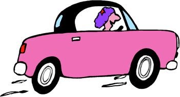 picture of a woman driving a pink car