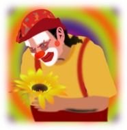 Smiling Clown With Sunflower Vector Online