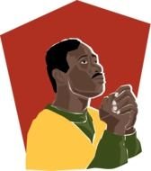 African American Praying Man drawing