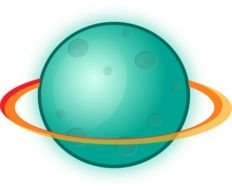 blue planet with rings as a graphic image
