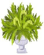 painted green plant in a white vase